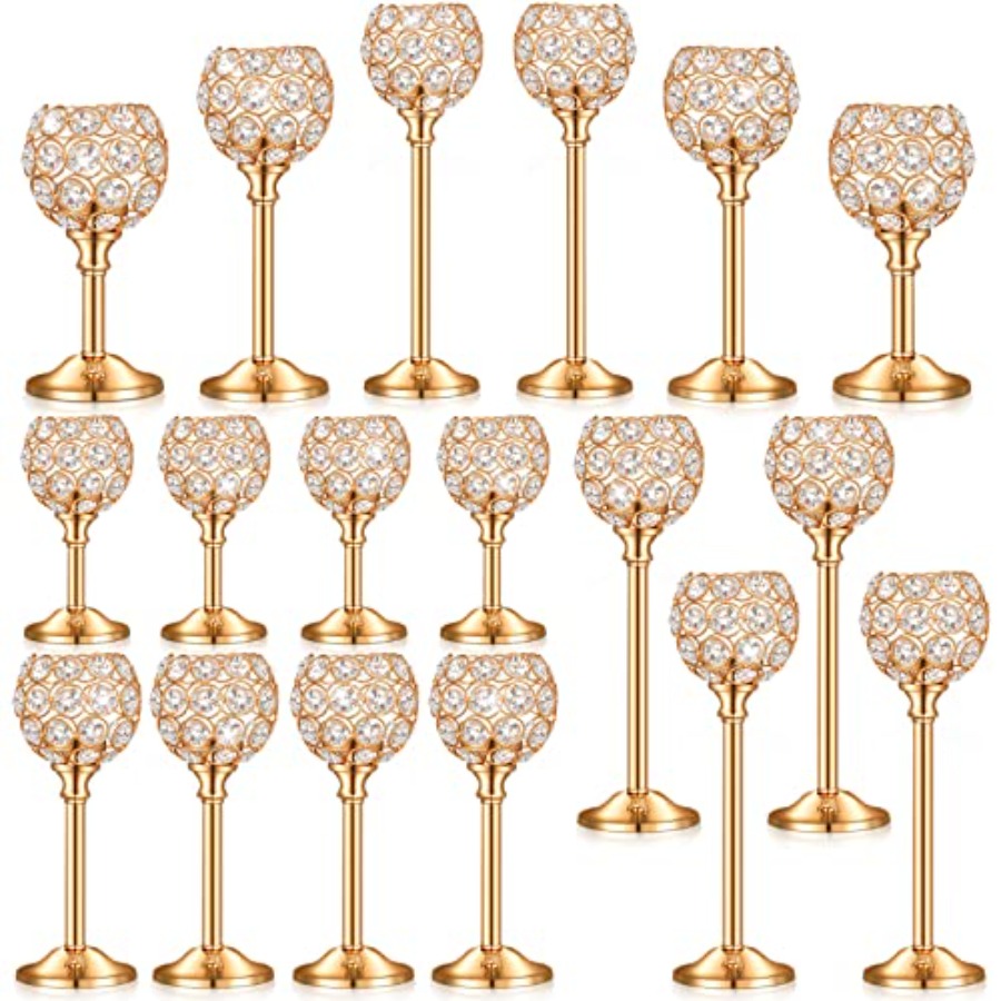 Centerpiece Stick - 18 Pieces Crystal Candle Holders Bulk