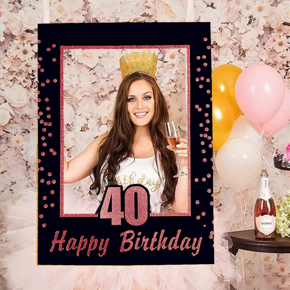 Rose Gold 40th Birthday Party  - Photo Booth Frame 评论和价格
