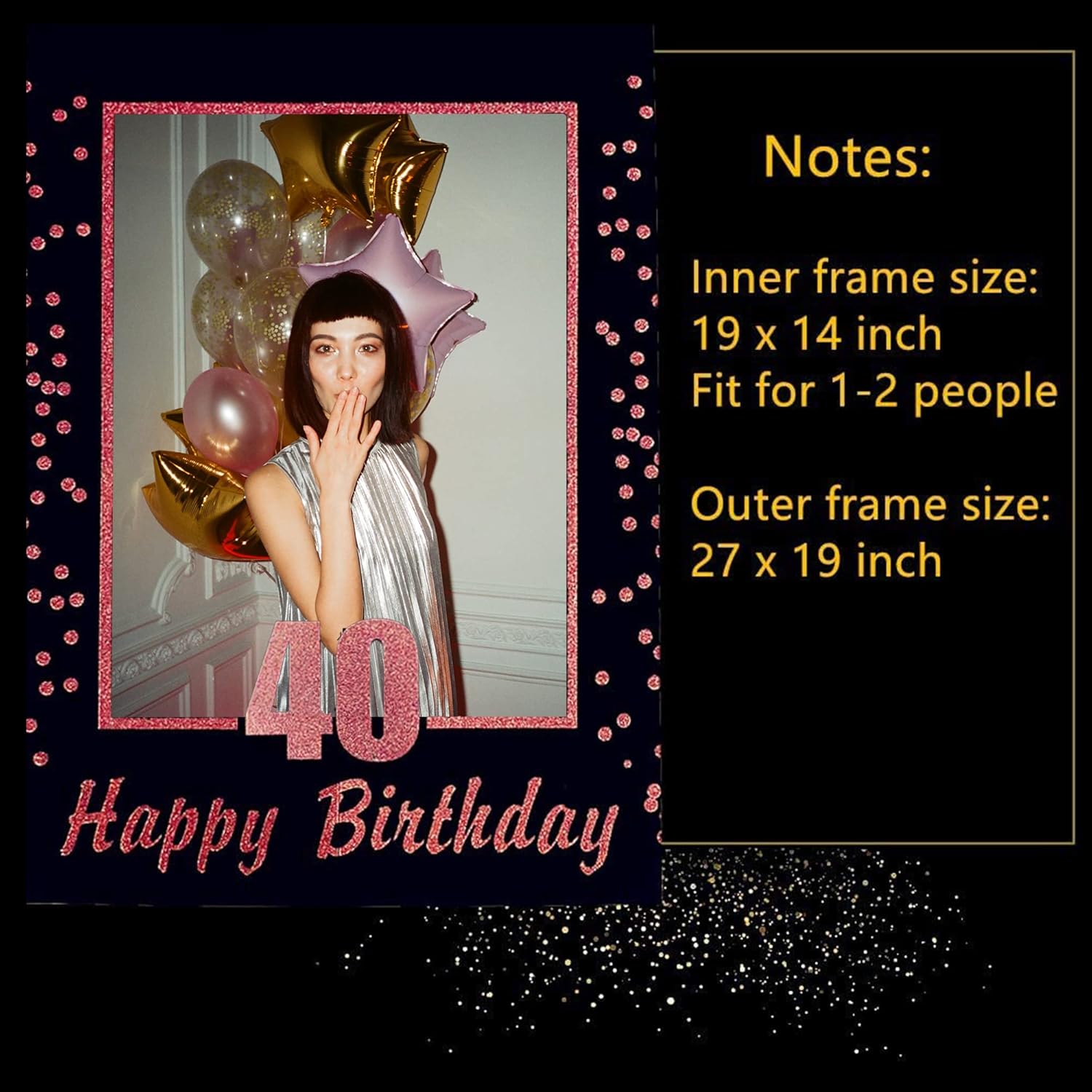 Rose Gold 40th Birthday Party  - Photo Booth Frame 评论和价格