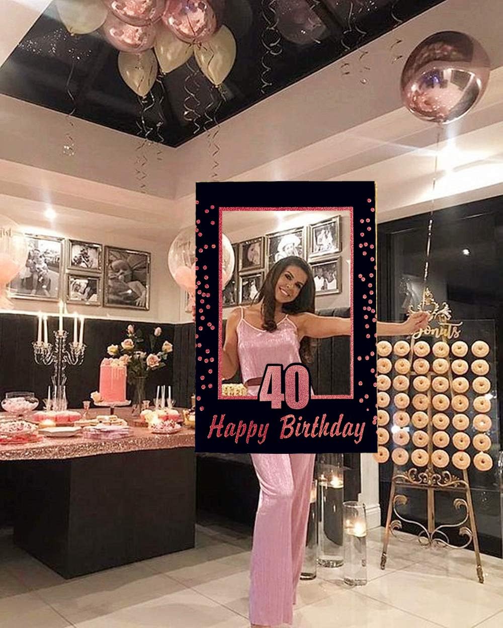 Rose Gold 40th Birthday Party  - Photo Booth Frame 评论和价格