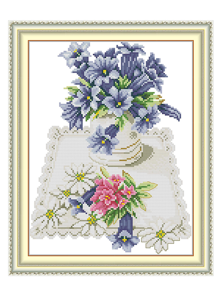 Blue Flowers On Lace Napkins P - Napkin Folding Set 评论和价格