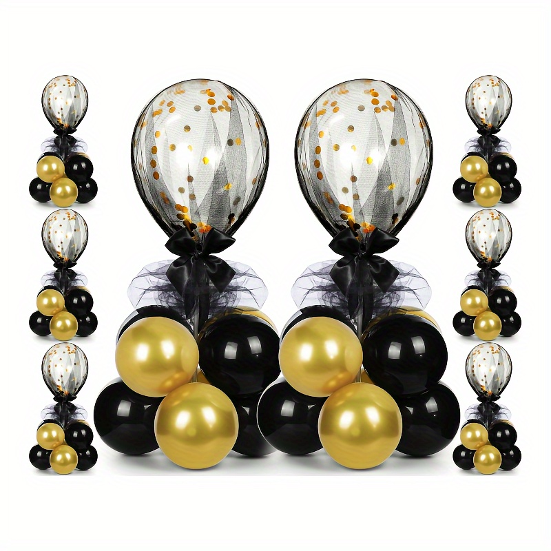8 Set, Black & Gold Balloon Ce - Centerpiece Stick 评论和价格