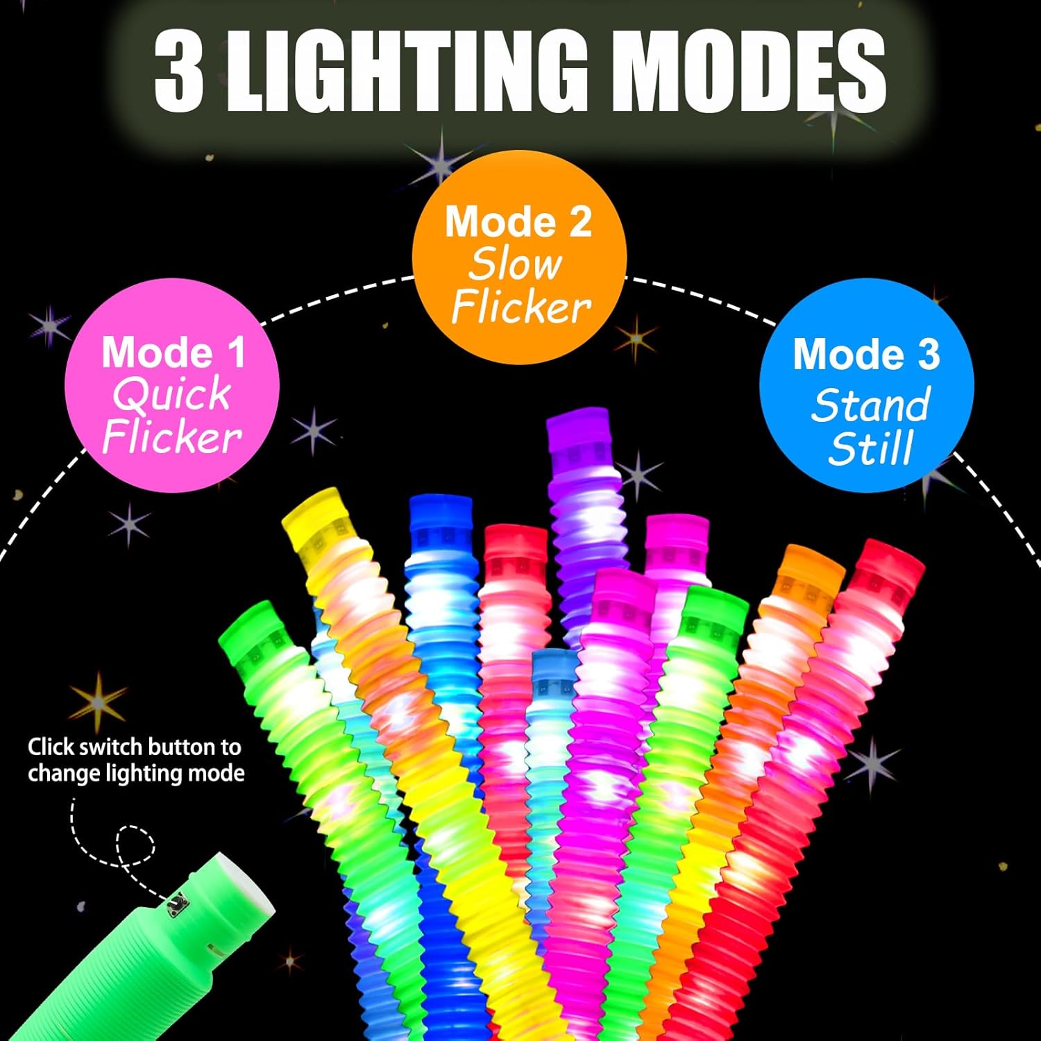 2/6/12 pcs LED Flash Pop Tubes - Cotton Candy Cone 评论和价格