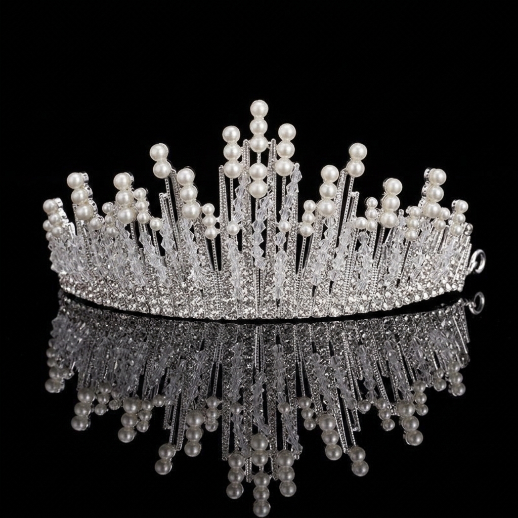 Bridal Pearl Crown Headpiece E - Event & Party Supply Photos 评论和价格