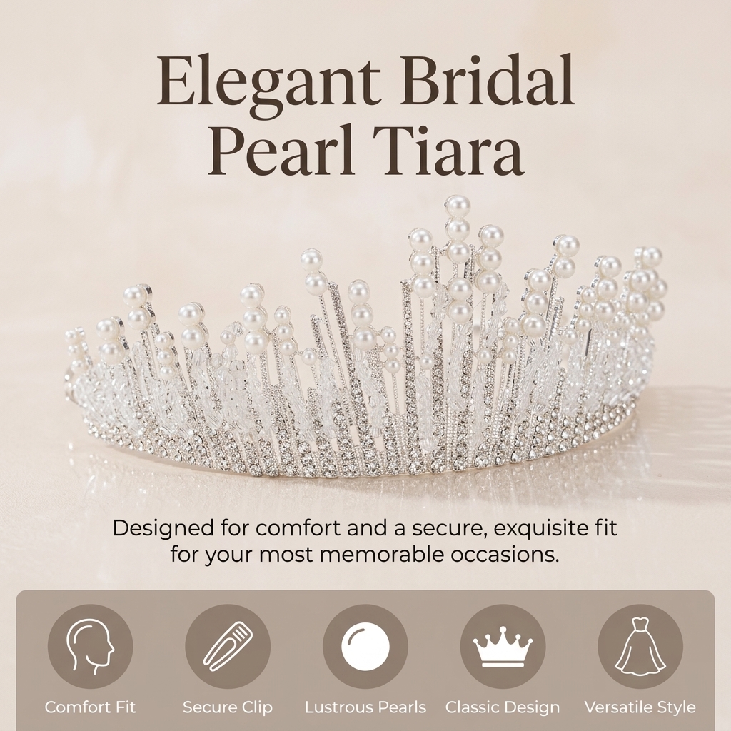 Bridal Pearl Crown Headpiece E - Event & Party Supply Photos 评论和价格