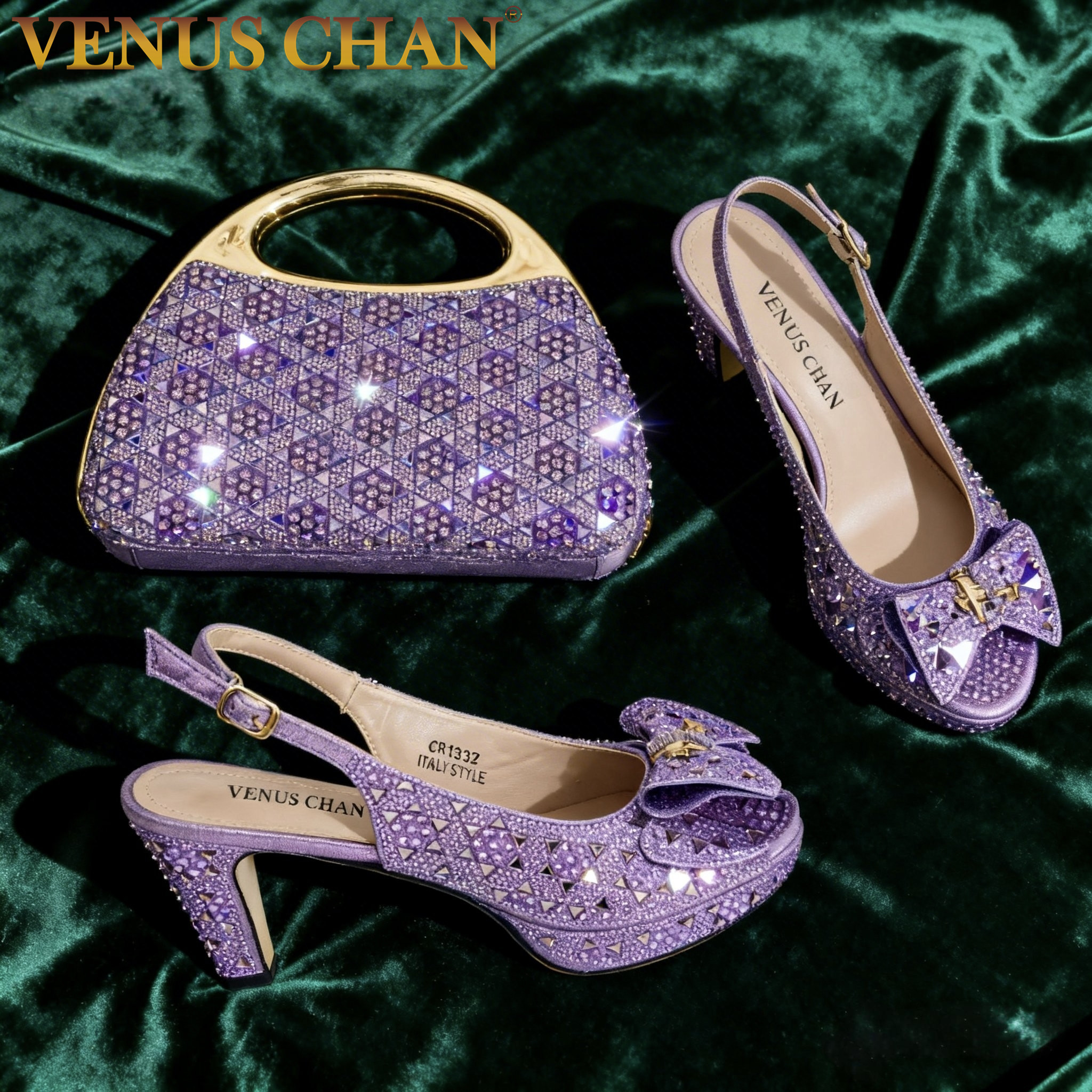 Chic Light Purple Rhinestone P - Party Favor Bag 评论和价格