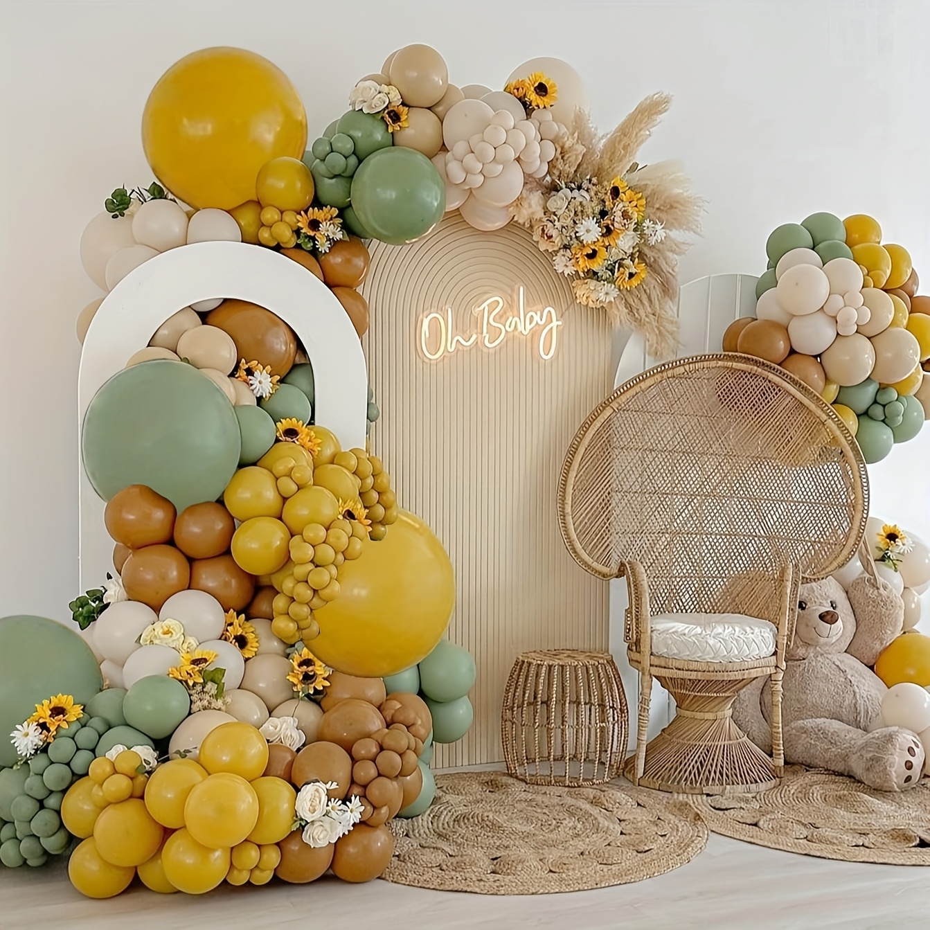 146pcs Sage Green Yellow Ballo - Balloon Arch Kit 评论和价格