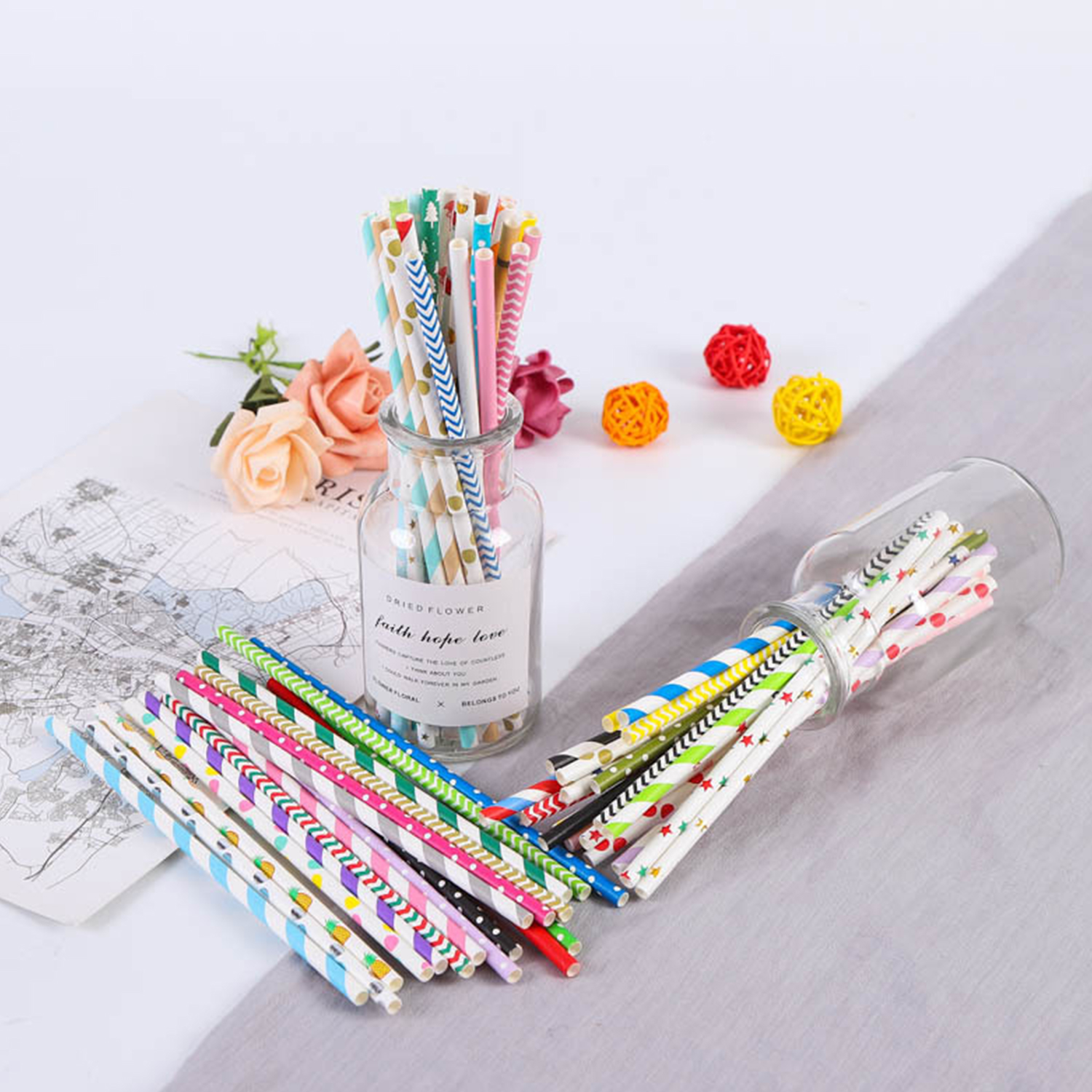 25 Pcs Colorful Disposable Pap - Paper Straw Color 评论和价格