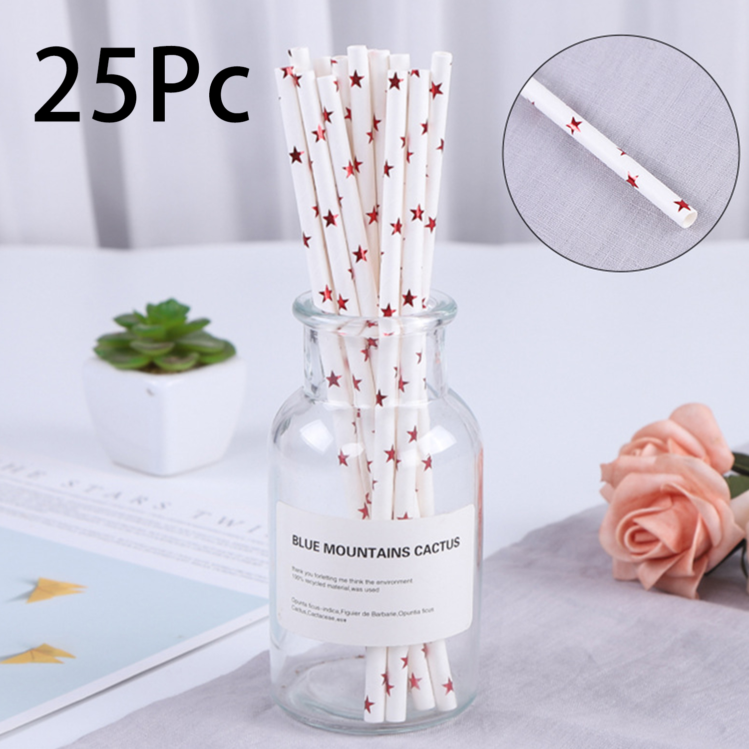 25 Pcs Colorful Disposable Pap - Paper Straw Color 评论和价格