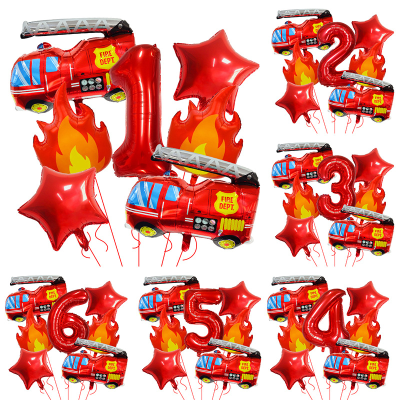 7PCS Fire Truck Themed Flame N - Balloon Arch Kit 评论和价格