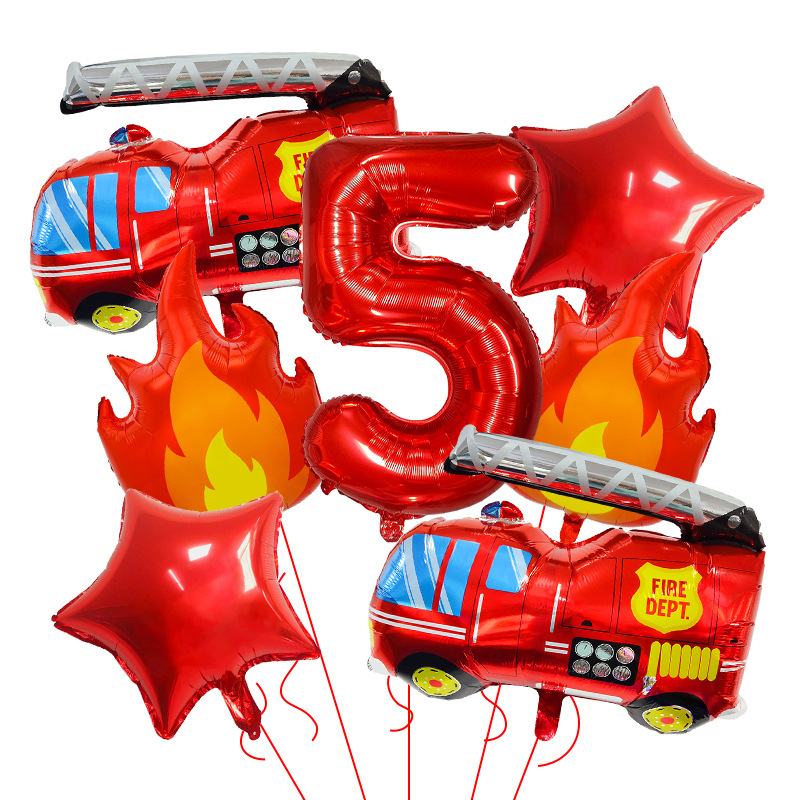 7PCS Fire Truck Themed Flame N - Balloon Arch Kit 评论和价格