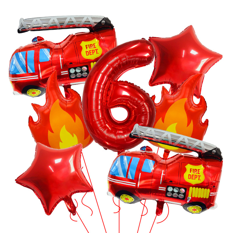 7PCS Fire Truck Themed Flame N - Balloon Arch Kit 评论和价格
