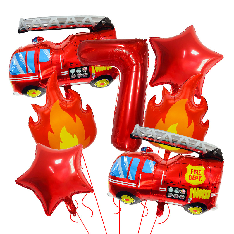 7PCS Fire Truck Themed Flame N - Balloon Arch Kit 评论和价格