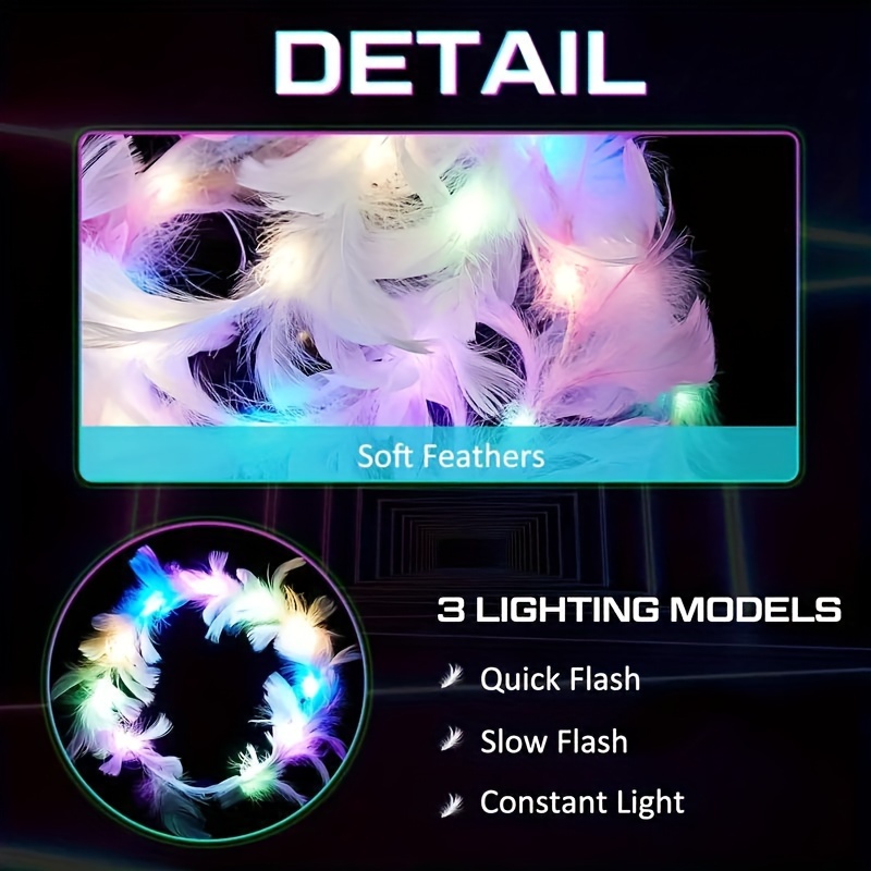 10pcs LED Feather Wreath Crown - Cotton Candy Cone 评论和价格