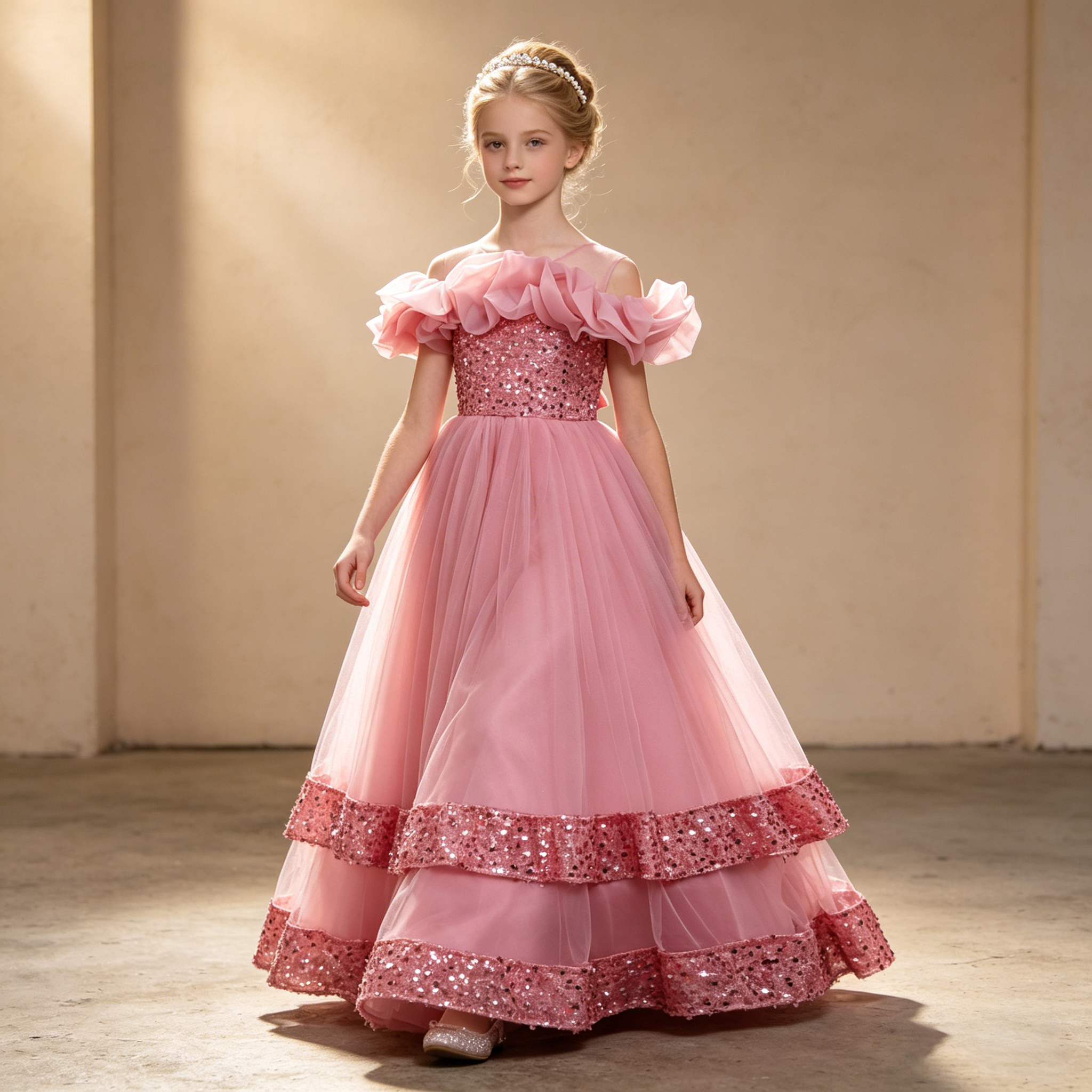 Girls Princess Off Shoulder Ru - Glitter Tablecloth 评论和价格