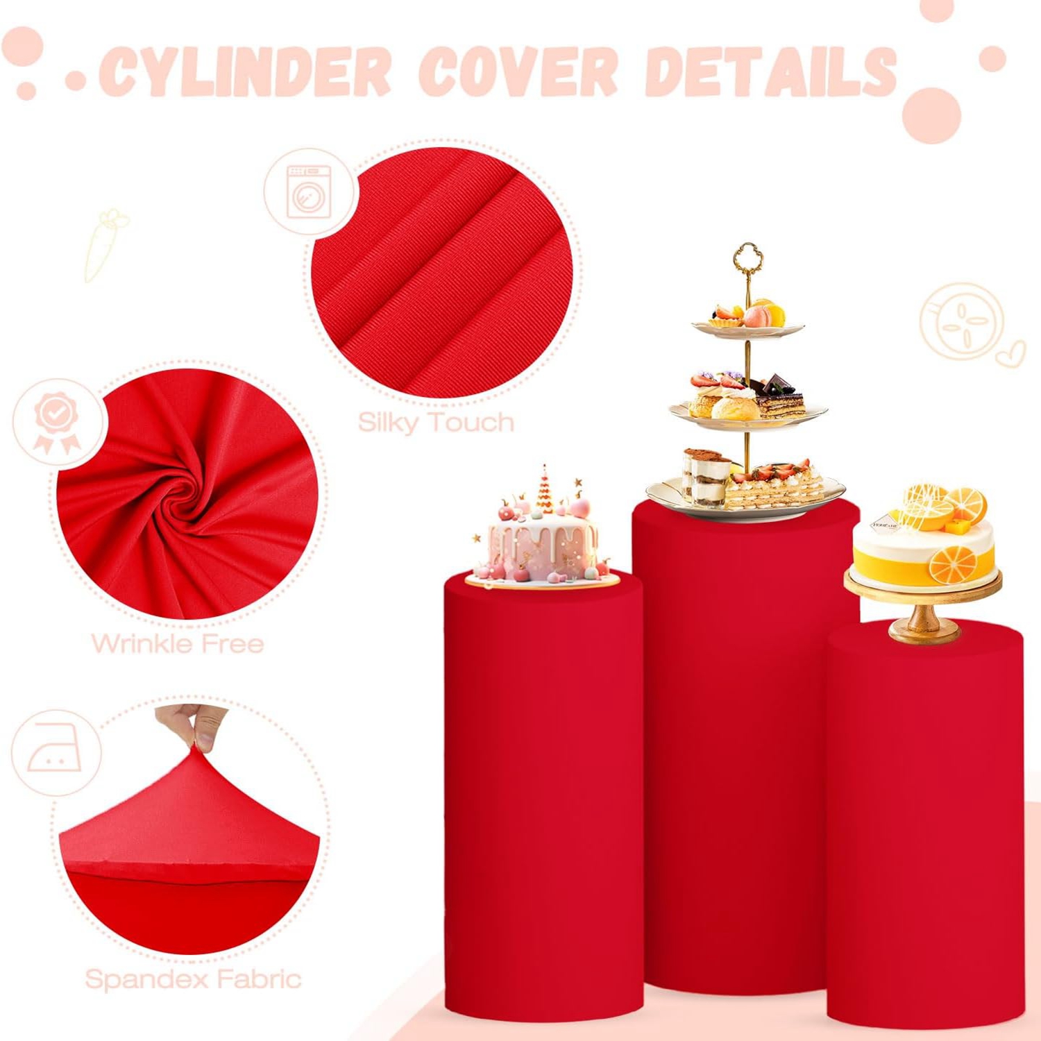 Yeele Red Cylinder Stand Cover - Dessert Table Backdrop 评论和价格