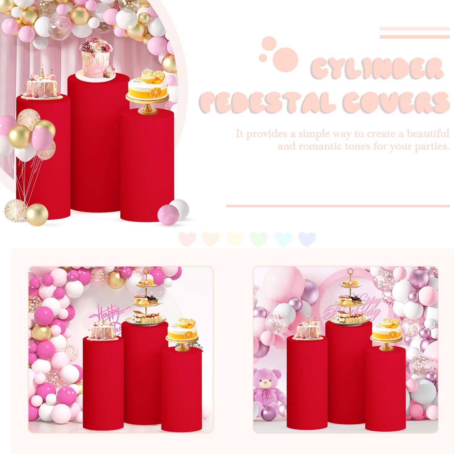 Yeele Red Cylinder Stand Cover - Dessert Table Backdrop 评论和价格