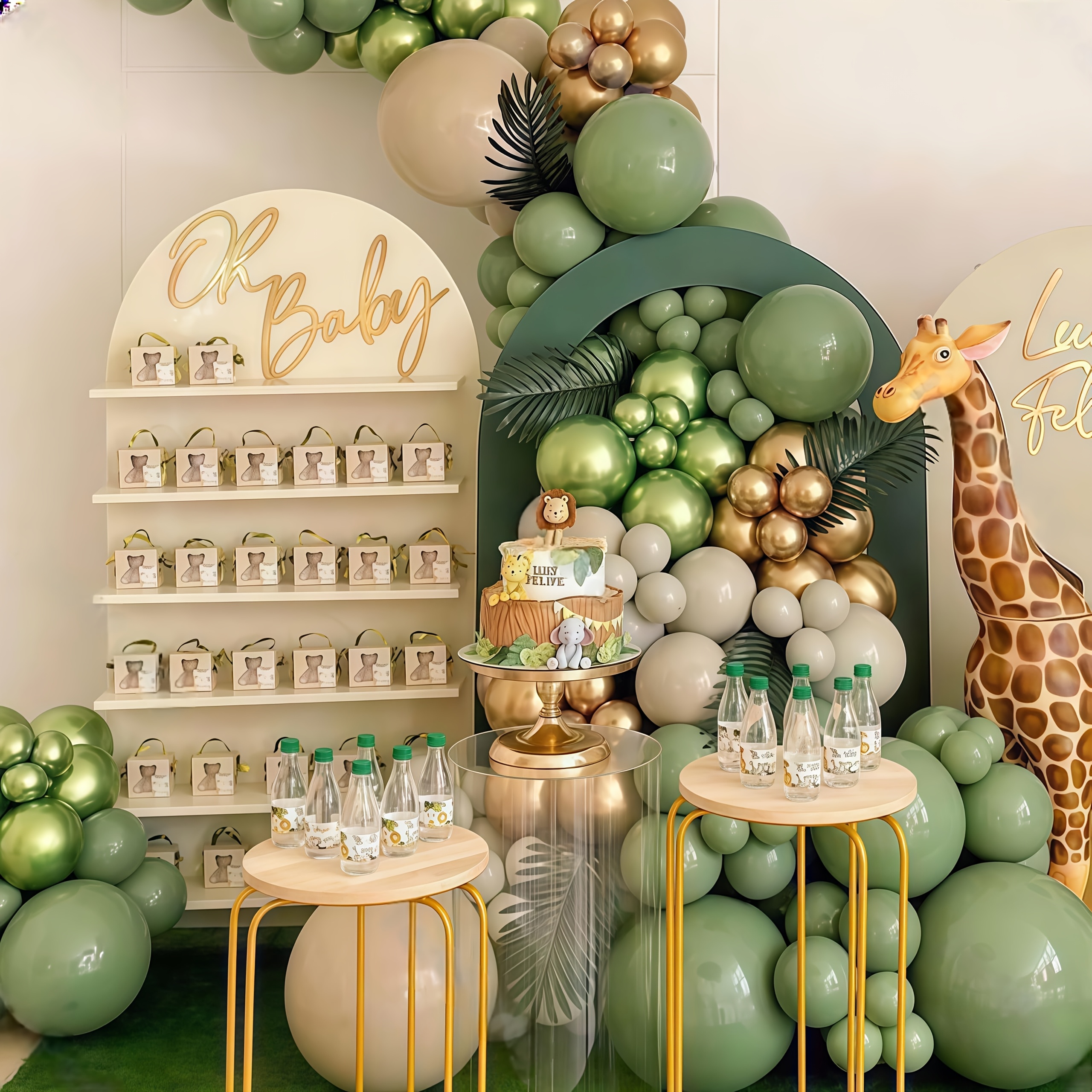 88pcs Sage Green & Golden Ball - Balloon Arch Kit 评论和价格
