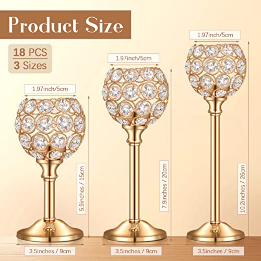 18 Pieces Crystal Candle Holde - Centerpiece Stick 评论和价格