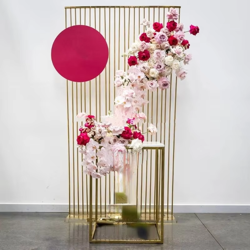 Shiny Gold Metal Frame Flower  - Dessert Table Backdrop 评论和价格
