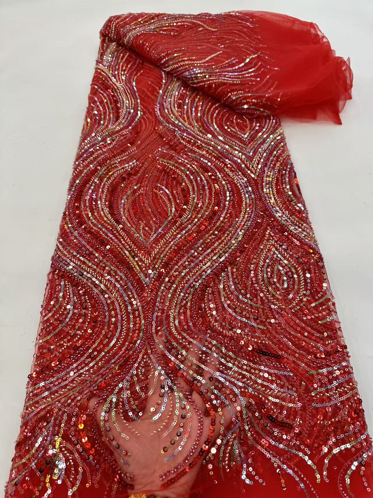 Luxury Red African Beaded Mesh - Glitter Tablecloth 评论和价格