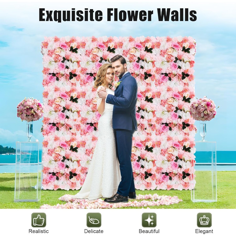 12 Pack Artificial Flower Wall - Flower Wall Panel 评论和价格