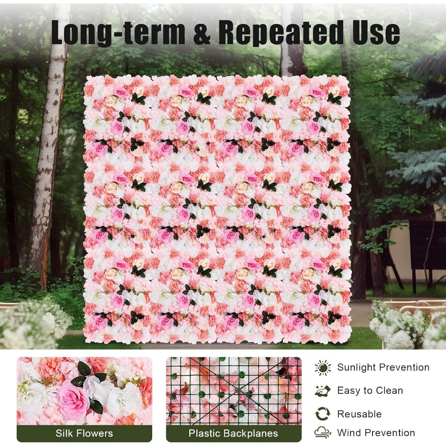 12 Pack Artificial Flower Wall - Flower Wall Panel 评论和价格