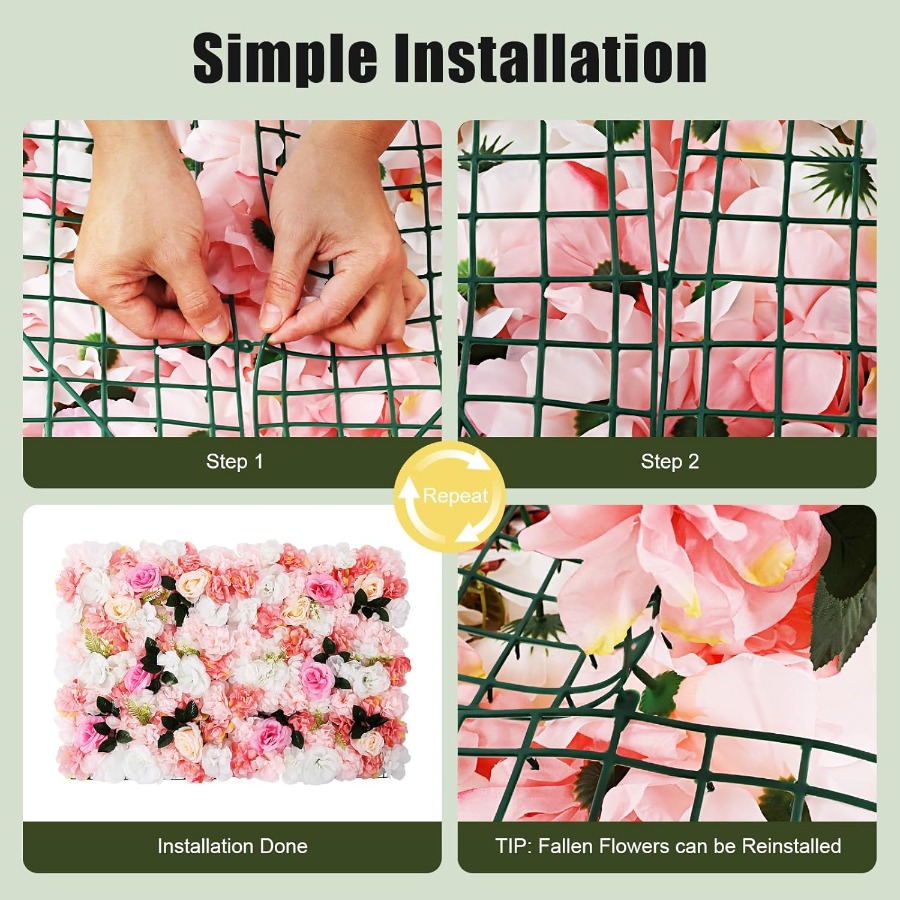 12 Pack Artificial Flower Wall - Flower Wall Panel 评论和价格