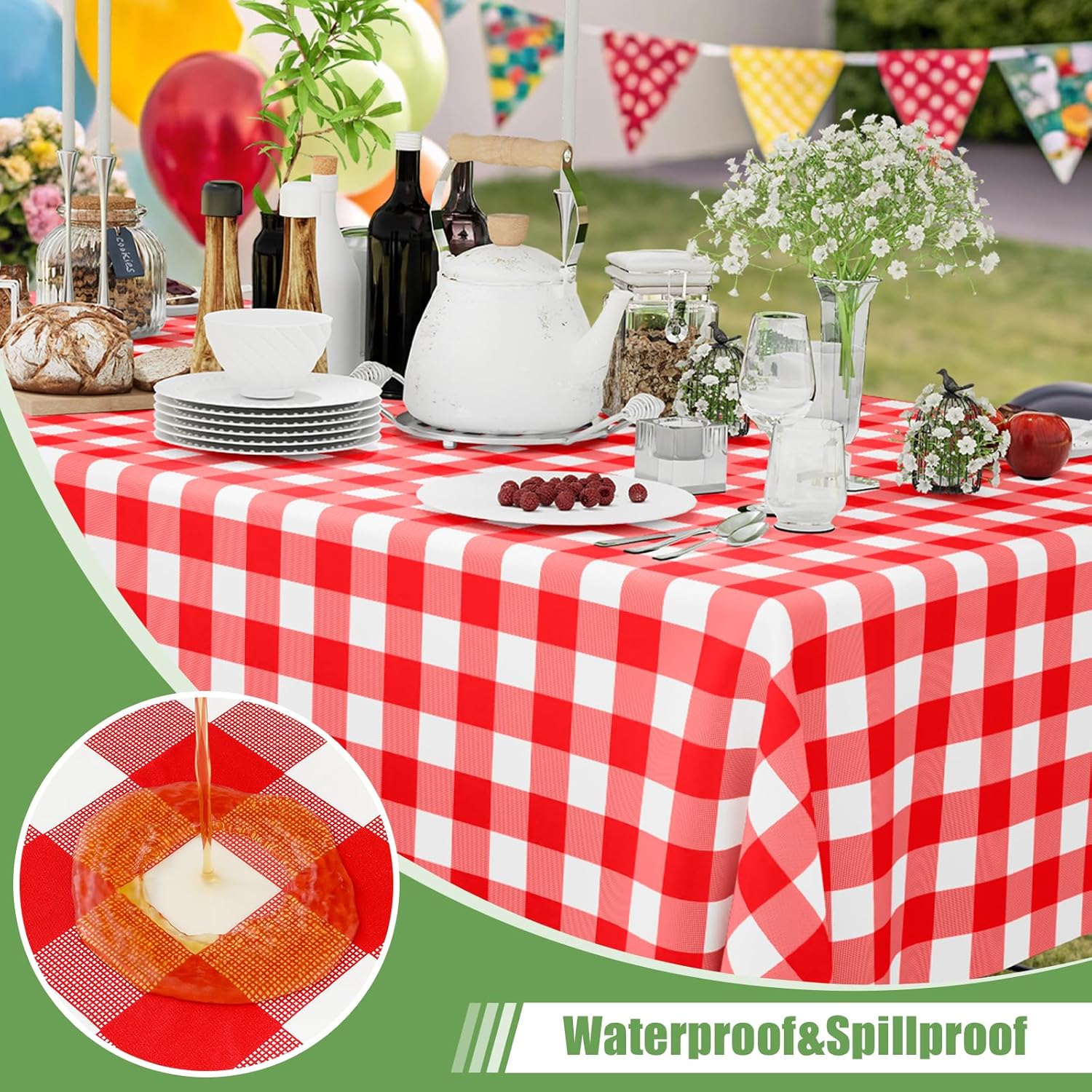 Smiry 3 Pack Red Gingham Dispo - Table Cloth Disposable 评论和价格