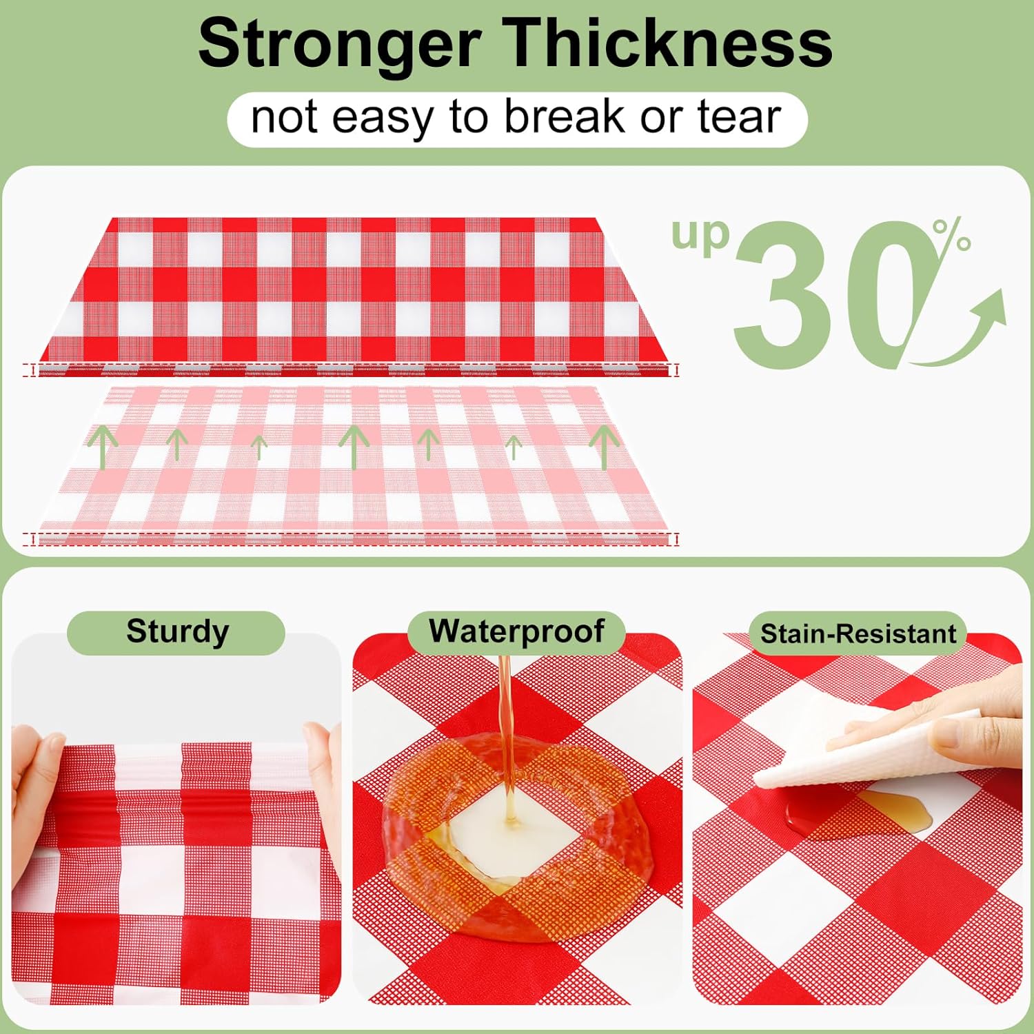 Smiry 3 Pack Red Gingham Dispo - Table Cloth Disposable 评论和价格