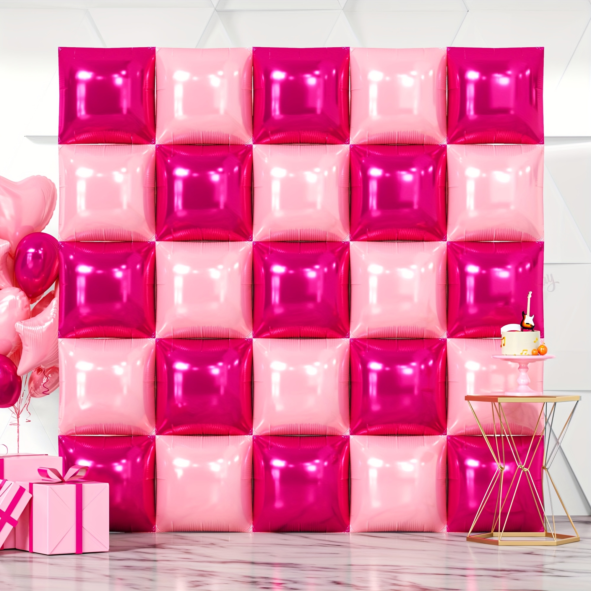 25pcs Magenta Pink Square Foil - Balloon Arch Kit 评论和价格