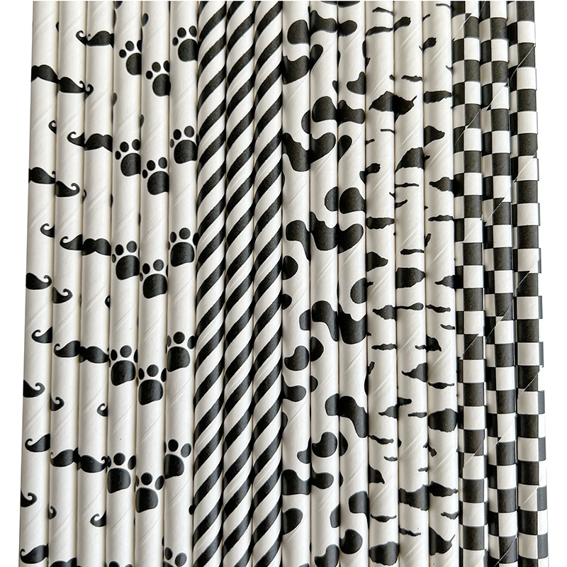 Moustache Paper Straw Cow Blac - Paper Straw Color 评论和价格