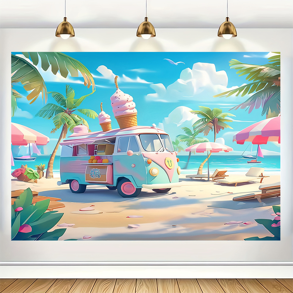 Sweet Ice Cream Theme Backdrop - Dessert Table Backdrop 评论和价格