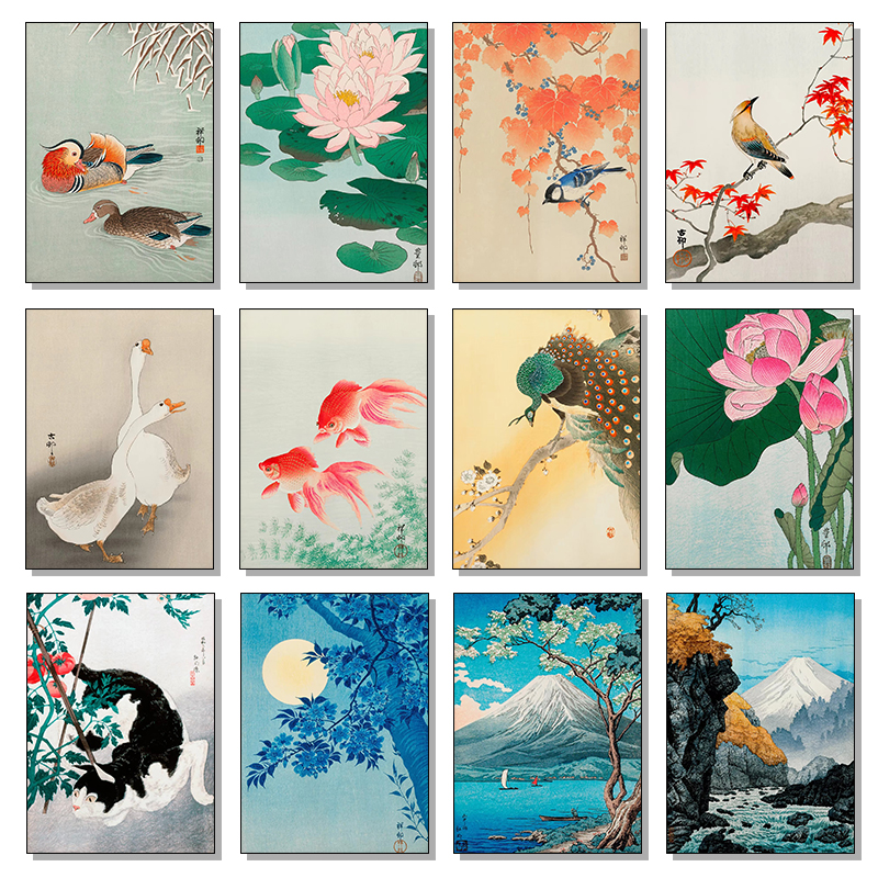 Retro Japanese Flowers Cat Dog - Flower Wall Panel 评论和价格