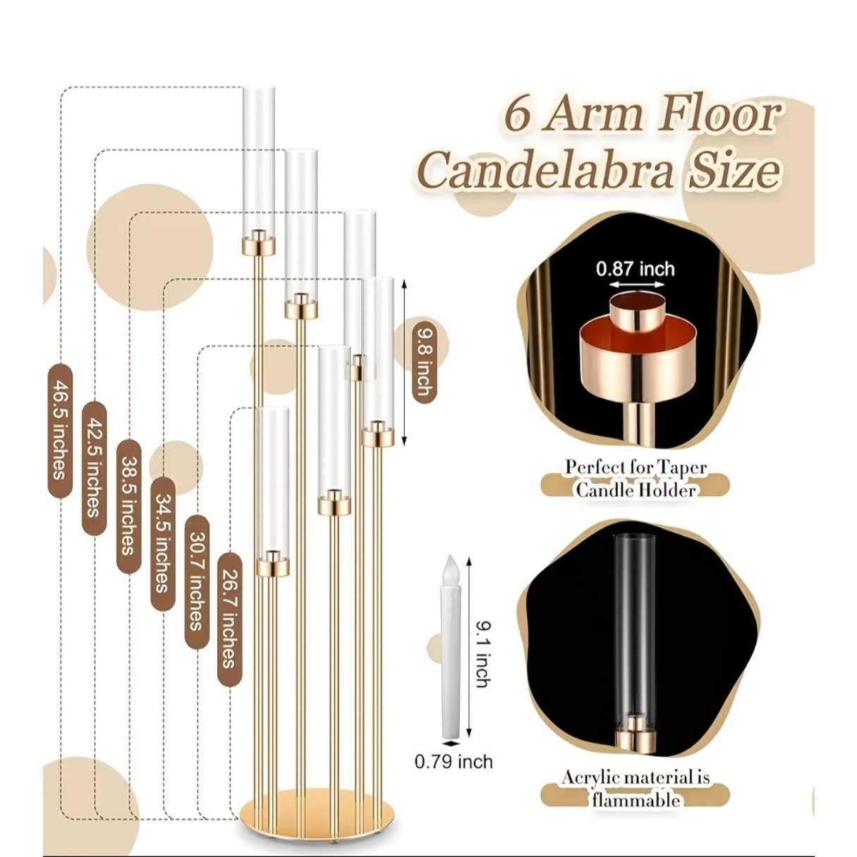 2 Sets Floor Candelabra 6 Arms - Centerpiece Stick 评论和价格