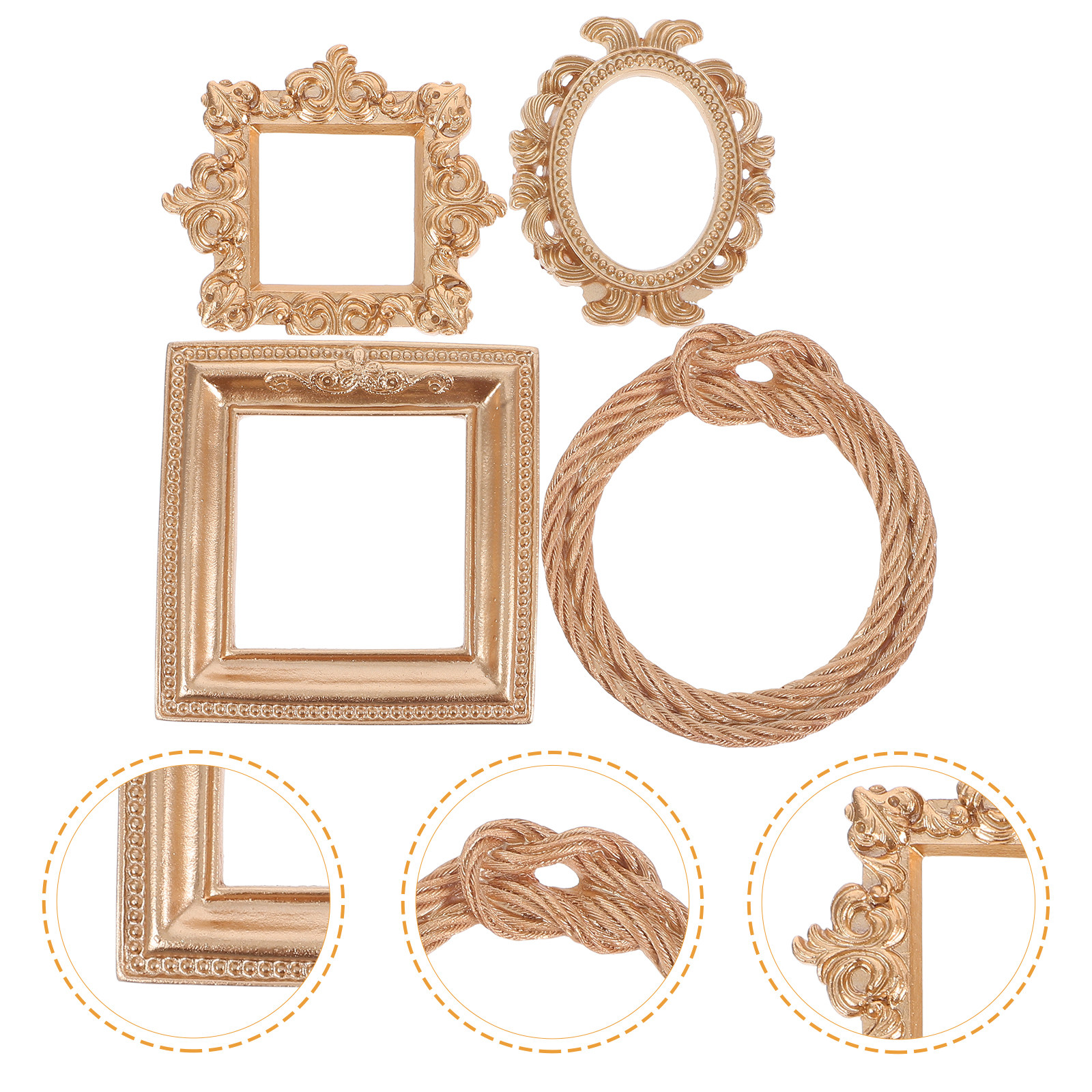4Pcs Vintage Resin Mini Pictur - Photo Booth Frame 评论和价格