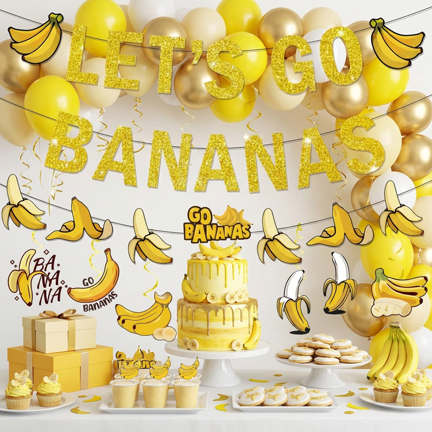 Yellow Bananas Birthday Banner - Let'S Party Event Supply 评论和价格