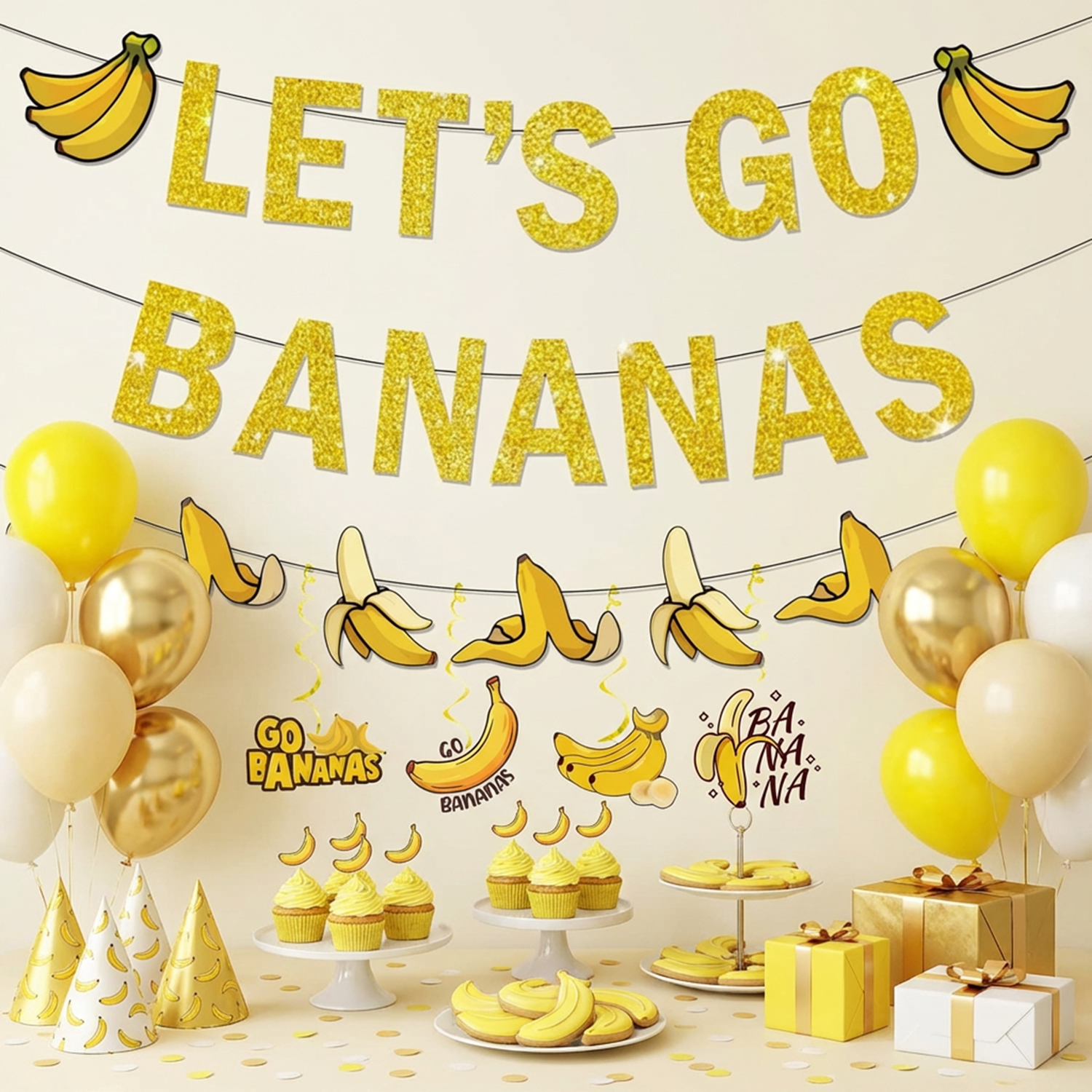 Yellow Bananas Birthday Banner - Let'S Party Event Supply 评论和价格