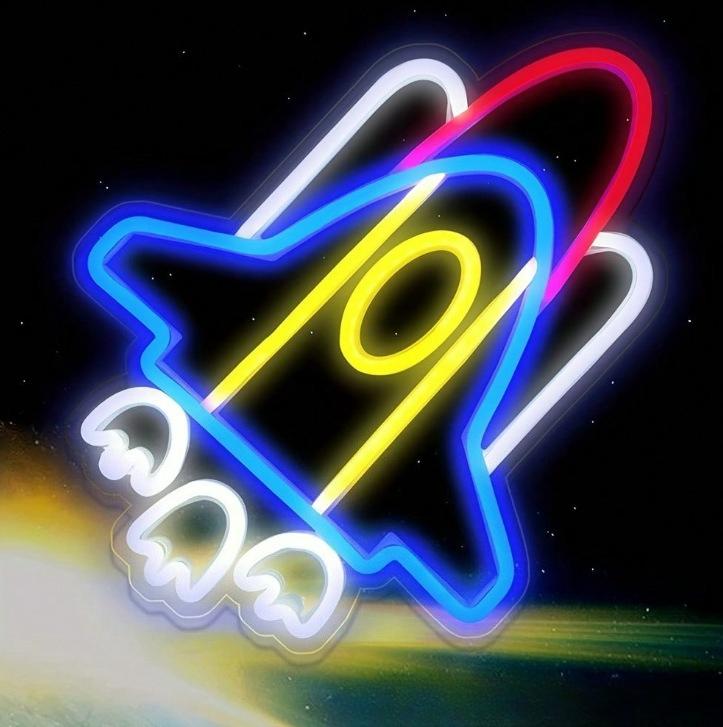 Rocket Neon Sign USB Neon Ligh - Neon Sign Party 评论和价格
