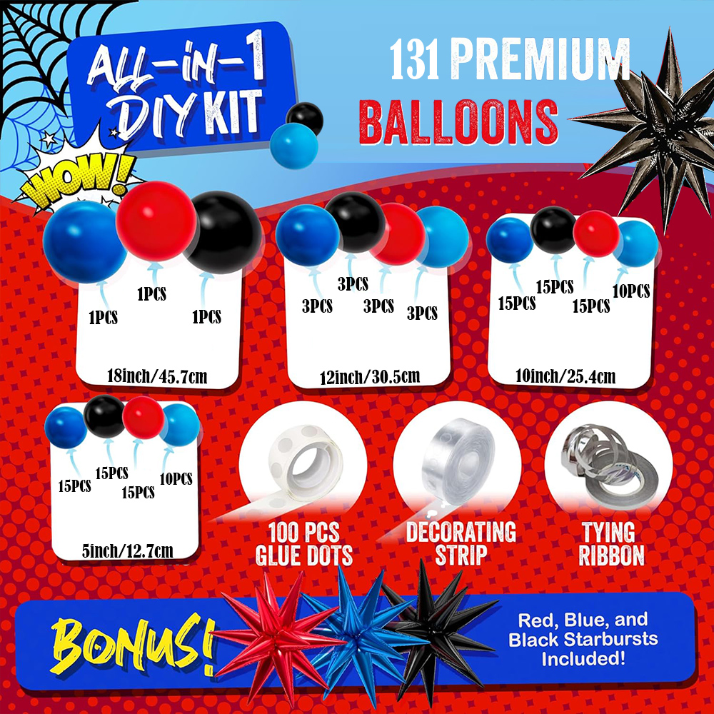 Black Red Blue Latex Balloons  - Balloon Arch Kit 评论和价格