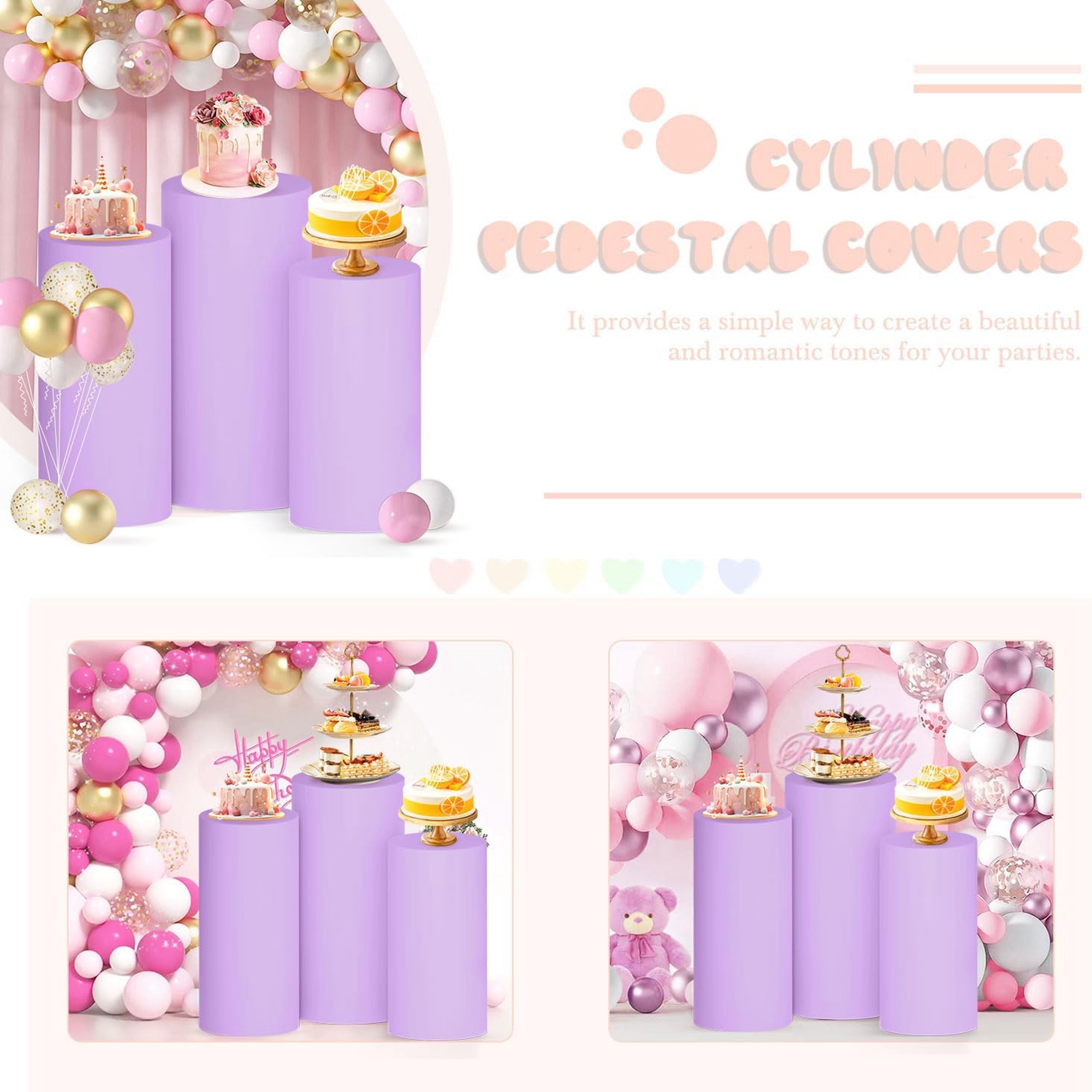 Yeele Purple Cylinder Stand Co - Dessert Table Backdrop 评论和价格