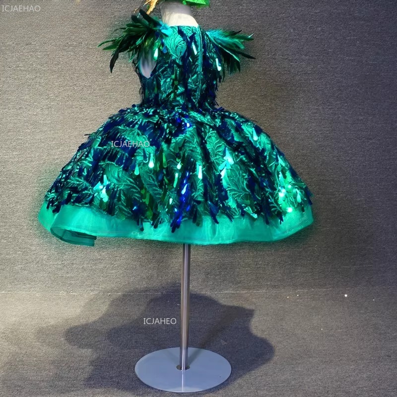 Kids Girls Green Sequin Short  - Glitter Tablecloth 评论和价格