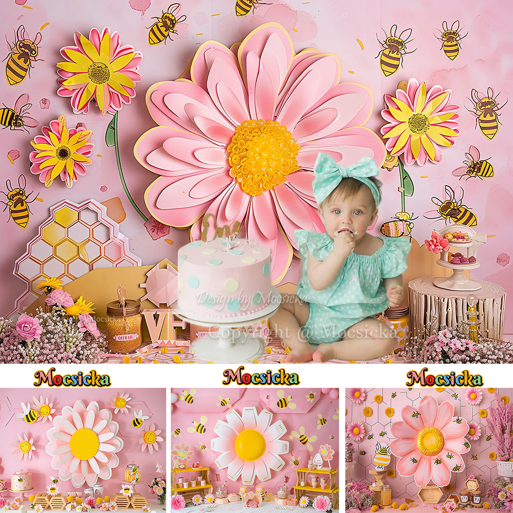 Mocsicka Sweet Daisy Girl Birt - Dessert Table Backdrop 评论和价格