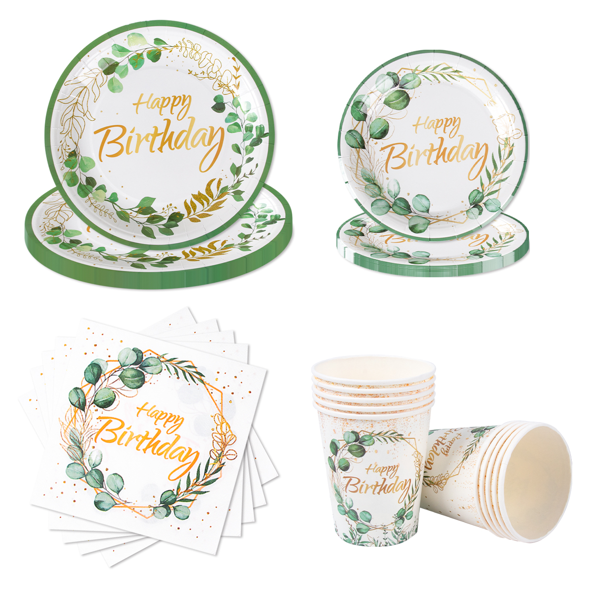Green Eucalyptus Leaf Happy Bi - Table Cloth Disposable 评论和价格