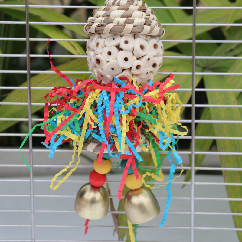 Bird toys, straw hats, colored - Paper Straw Color 评论和价格