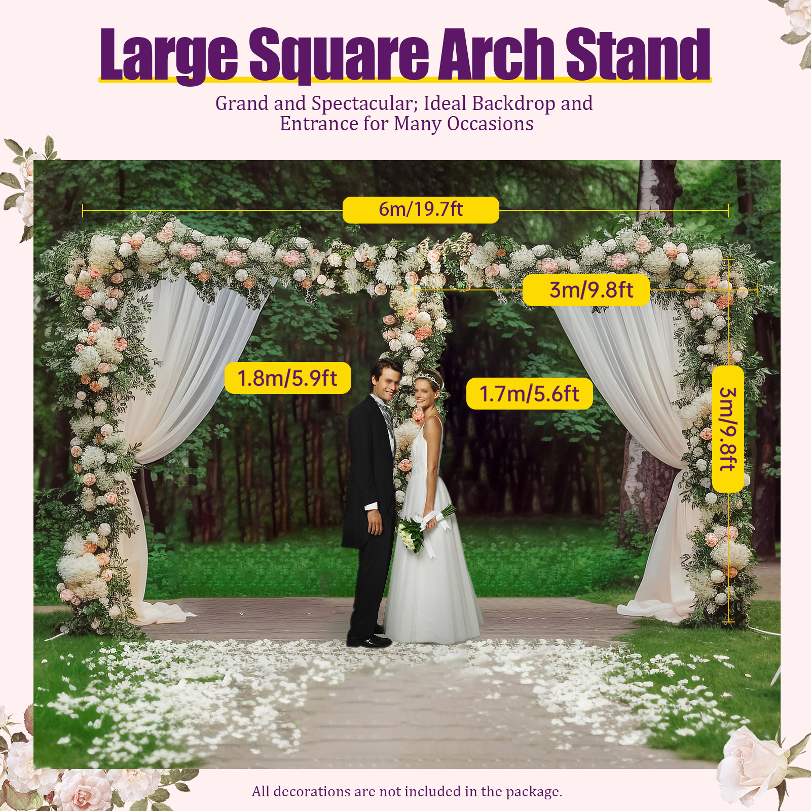 3x6m/10x20ft Metal Wedding Arc - Photo Booth Frame 评论和价格