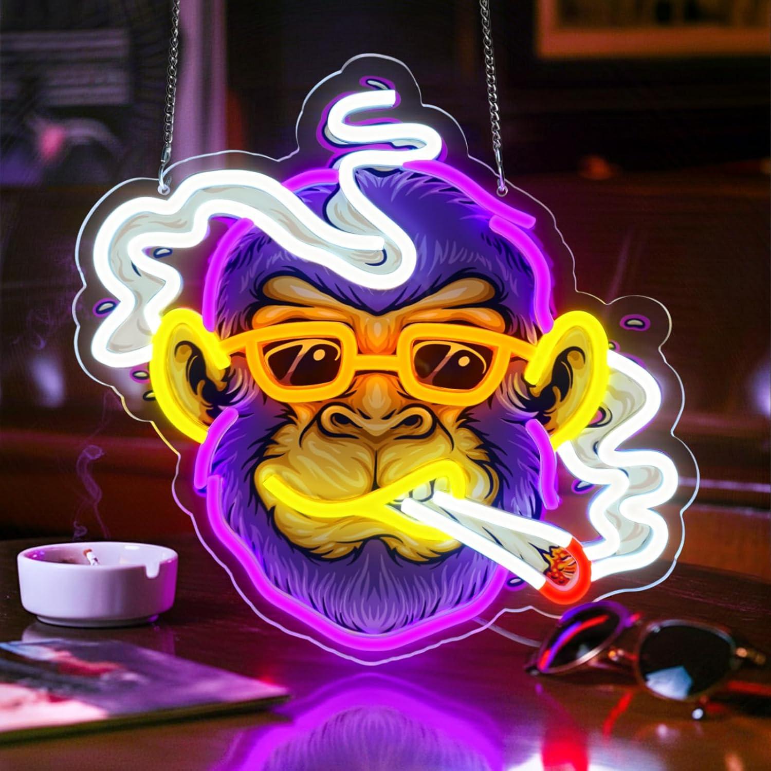 Cool Monkey Neon Sign Smoking  - Neon Sign Party 评论和价格