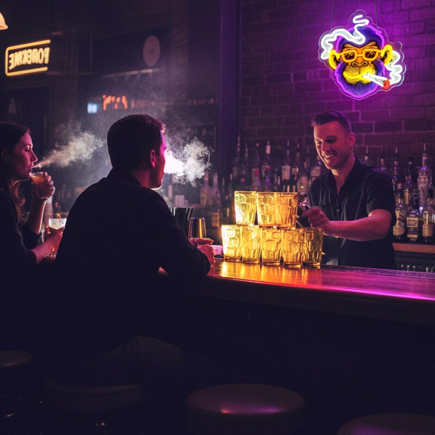 Cool Monkey Neon Sign Smoking  - Neon Sign Party 评论和价格