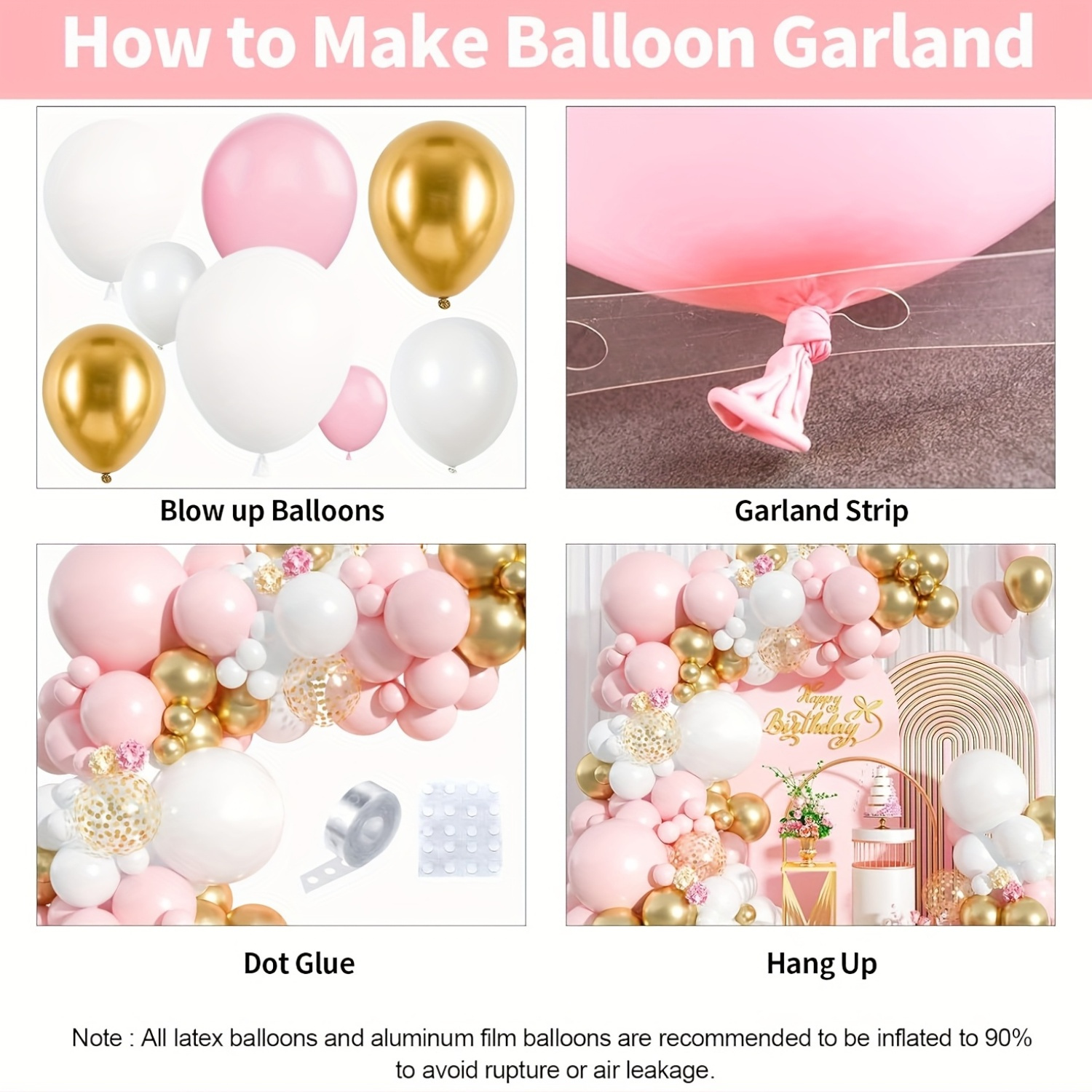 125pcs Pink & White Balloon Ar - Balloon Arch Kit 评论和价格