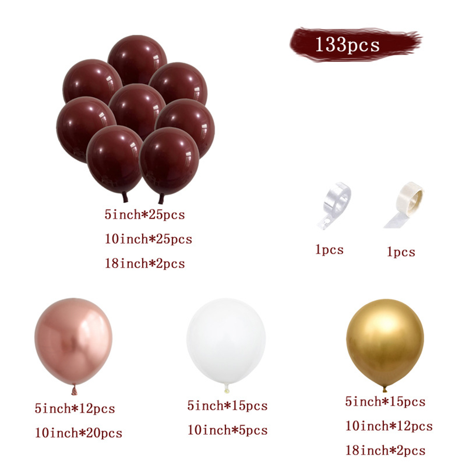 Garnet Balloon Set Garland Arc - Party Event Supplier 评论和价格